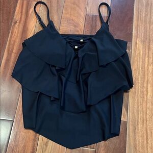 Time and Tru Black Ruffle Layered Tankini top